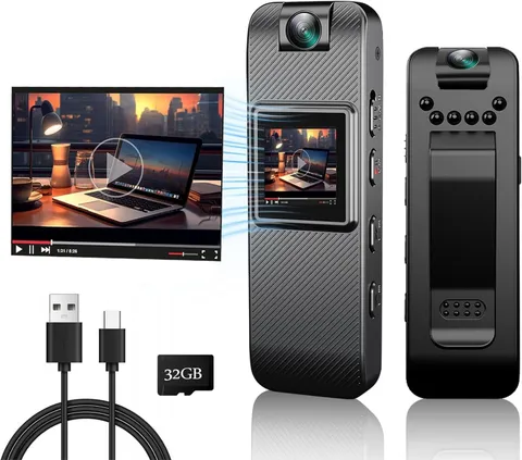 Cámara De Cuerpo 1080p HD Camara Corporal Espia Recargable Portatil Con Pantalla