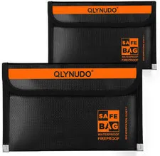 2 Pack Small Fireproof Money Bags 2200°F Waterproof Zipper Passport Pouch