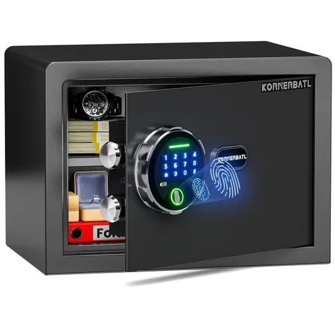 KornerBatl 20 lb Biometric Safe with Fingerprint Lock and LED Light | 30 Fing...