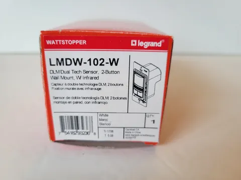 WATTSTOPPER LMDW-102-W DLM Digital Dual Tech Wall Sensor, 2-button, White, NEW