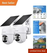 360° View Outdoor Security Cameras - Solar Wireless, 2K with AI Human Detection