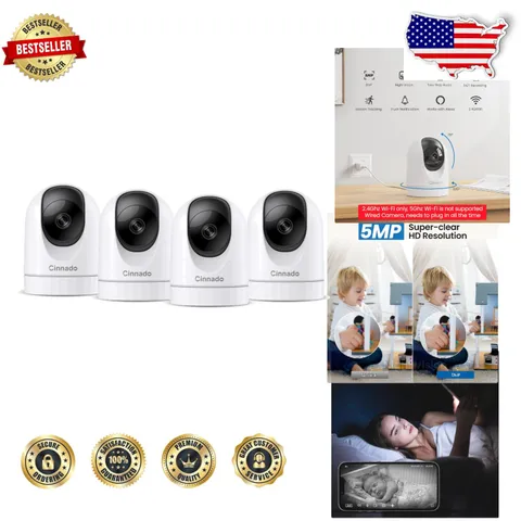Indoor Security Camera 2K 360° Motion Detection Pet/Baby Monitor Alexa Smart