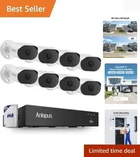 8CH 4K Security Camera System with Audio, 8pcs 8MP Wired CCTV Cameras Outdoor...