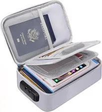 Small Fireproof Storage Organizer Case with Lock, Soft Money Safe Coin