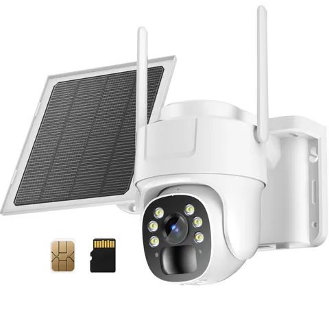 4G LTE Cellular , No WiFi Outdoor Built-in SIM Card and 64GB SD Card, Solar P...