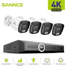 SANNCE 8CH NVR 4K Audio POE IP Security Camera System Color Night Vision IP67 AI