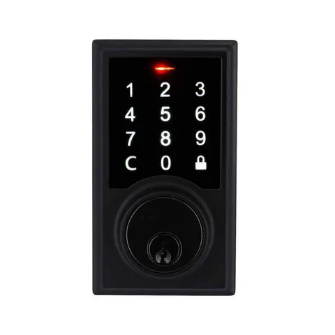 Defiant Square Matte Black Electronic Single Cylinder Touchpad Deadbolt