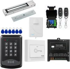 RFID Keypad Door Access Control Kit with 600Lb Magnetic Lock & Exit Button