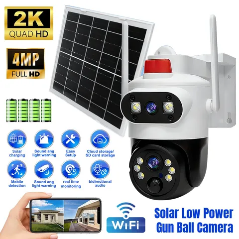 Upgraded Solar Battery Wireless WiFi Outdoor Pan/Tilt Home Security Camera 2K HD