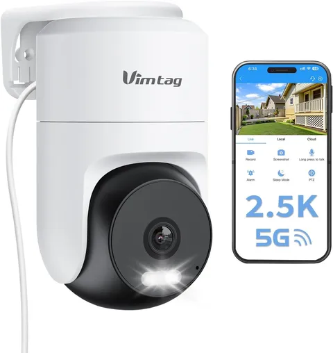 Pan/Tilt Outdoor Security Camera, 2.5K 4MP Wifi Home CCTV Camera, 360° View & Mo