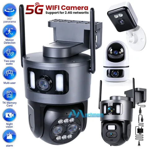 PTZ WiFi 5G Security Camera Wireless 4K UHD Color Night Vision 360°Auto Tracking