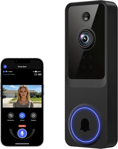 1080P Wireless Video Doorbell Camera, AI Human Detection, 2-Way Audio, Night Vis