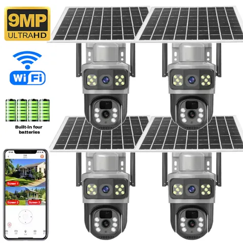 Solar Battery Powered Wireless WiFi Outdoor Pan/Tilt Home Security Camera System