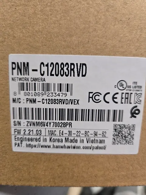 Hanwha Vision PNM-C12083RVD IP Network Camera, Wired, Color, White