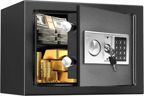 Safe with Key Lock,Anti-Theft Digital Security Lock Box with Electronic Keypad,