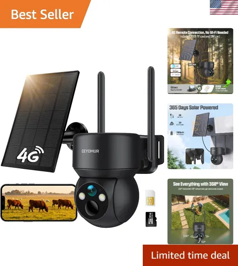 Security Camera Wireless Outdoor, 4G Security Camera with Built-in SIM Card |...