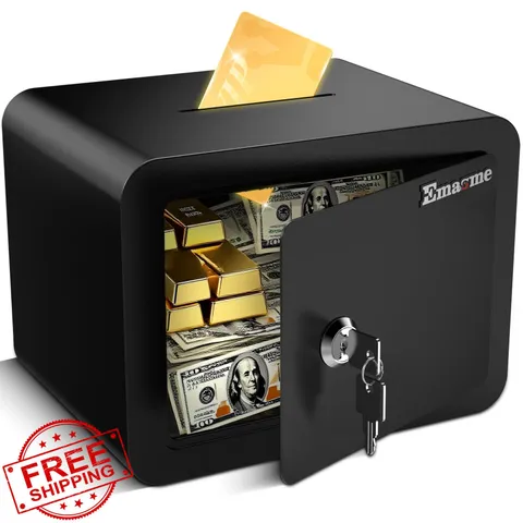 Emasme Mini Safe Box Black Kids Lock Box 0.23 Cu Ft