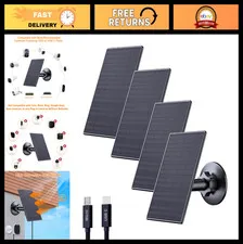 4 Pack 2W Solar Panel for Security Cameras | USB & USB-C, IP65 Waterproof, 360°