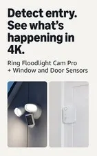 Ring Floodlight Cam Pro (newest model), White with 4 Window and Door Sensors (ne