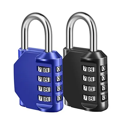 4-Digit Combination Padlock, 2-Pack for School, Gym, Fence, Toolbox, Cabinet
