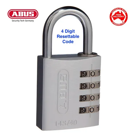 Abus 145/40 Silver Combination Padlock. Combo Padlocks (14540SILC) -FREE POSTAGE