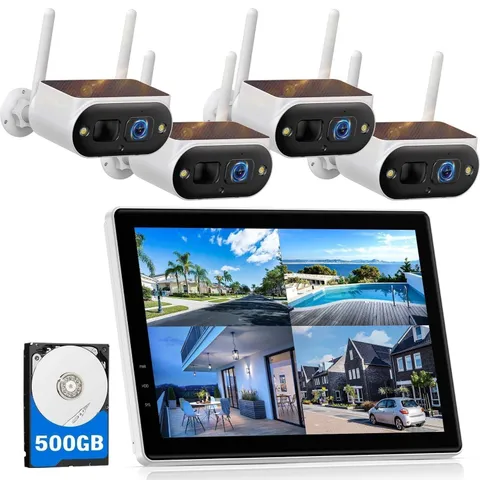 10CH WiFi NVR Kit Solar Battery Powered Wireless Security Camera System Outdoor