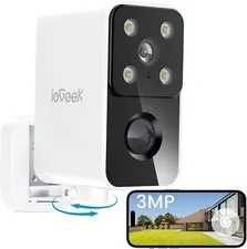 ieGeek 2K Wireless Security Camera Outdoor with Pan Rotating 180°, Rechargeable