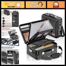 Fireproof Document Box Safe Case with Lock, Water Resistant, 8-Layer Organizer f