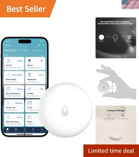 Water Leak Sensor 1 Pack, Zigbee Water Leak Detector for Alarm System | Requi...