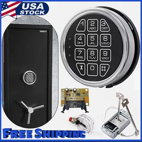 Gun Safe Lock Replacement Chrome Keypad Safe Electronic Lock Solenoid 2 Key NEW