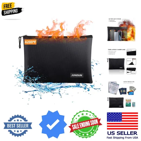 Fireproof Document Bags,14.2”x 10.0”Waterproof Fireproof | ： Money Bag with A...