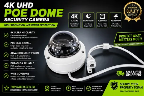 NEW 8MP 4K PoE IP Security Camera ONVIF Outdoor Dome CCTV 3.6mm HD USA