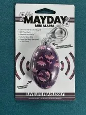 MAYDAY Mini Personal Attack Alarm 100dB LED Flashlight Lobster Clip Purple
