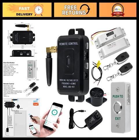Wireless WiFi Access Control System Kit - 433MHz Gate Door Opener, Electric Lock