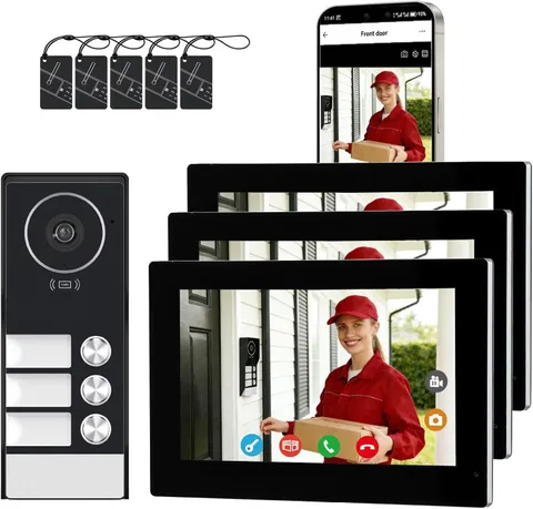 3 Units Apartment Video Intercom System,House Video Intercom. Wired Video Doorbe