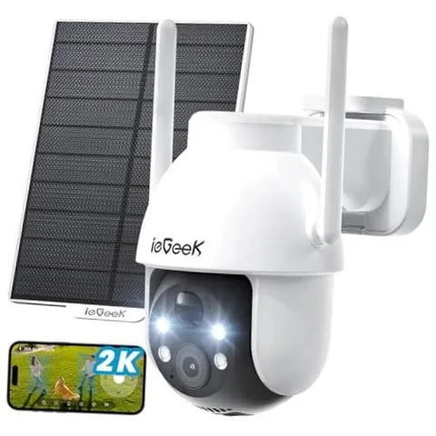 Security Cameras Wireless Outdoor, 2K Solar & Battery Powered Camera(White)