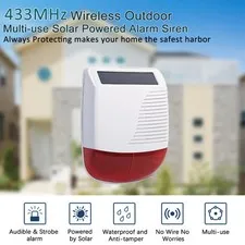 433MHz Wireless Outdoor Solar Siren Security Waterproof Light Flash Strobe Alarm