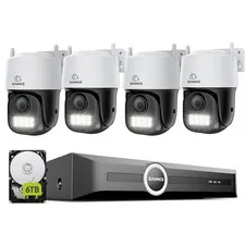 SANNCE 8CH NVR 5MP PT POE Security Camera IP System 3K Two Way Audio Color Night