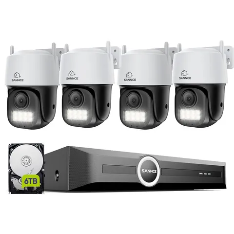 SANNCE 8CH NVR 5MP PT POE Security Camera IP System 3K Two Way Audio Color Night
