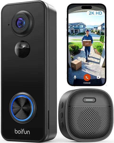 Video Doorbell Camera Wireless, 180° Wide View, 2K, No Subscription | AI Human D