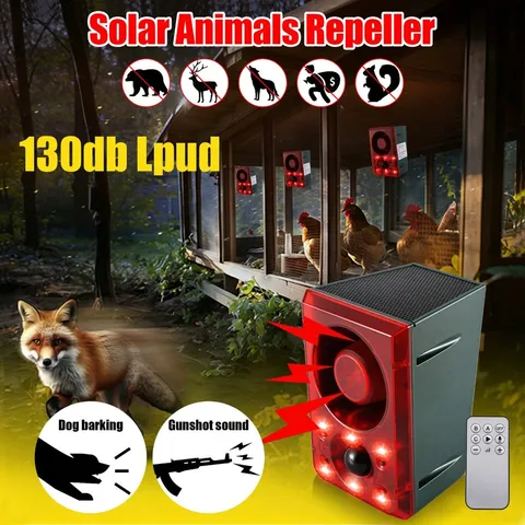 Solar Alarm Motion Sensor 129dB - Solar Sound Light Outdoor Dog Barking Security