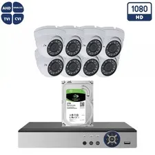 Evertech 8 Channel DVR 8pcs 1080P Indoor Outdoor Dome Security Camera System 2TB