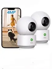 Aosu 4MP Indoor Sec Cam,Baby & Pet Monitoring with 5/2.4 GHz WiFi360°, 2Pack,NEW