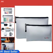 Fireproof Document Bags 2 Pack 13.4x9.8 and 10.6x6.7 Waterproof Zipper Storage