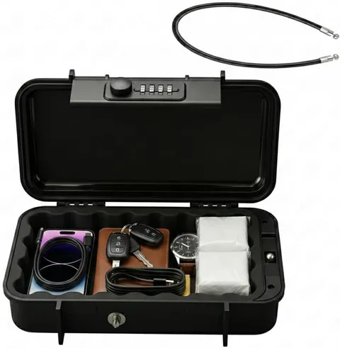 Portable Travel Lock Safe with 4 Digit Combination Steel Cable Waterproof