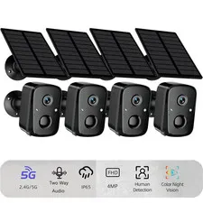 2K Wireless Outdoor Home Security Camera, 2.4Ghz/5Ghz Wifi, Solar Powered Batter