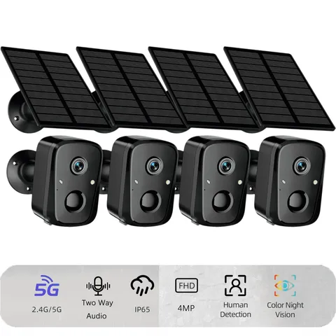 2K Wireless Outdoor Home Security Camera, 2.4Ghz/5Ghz Wifi, Solar Powered Batter
