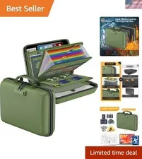 Fireproof File Organizer with Lock, Hard-Shell Case Fireproof Document Box wi...