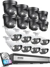 ZOSI 16pcs 4K Outdoor Spotlight PoE Home Security Camera System Night Vision 4TB