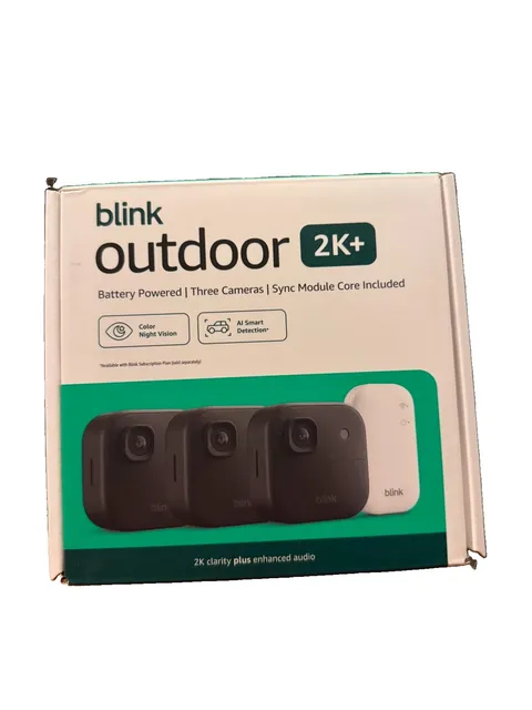NEW 3 PACK Blink Outdoor 2K+ Wireless Security BLACK CAMERAS W/ SYNC CORE MODULE